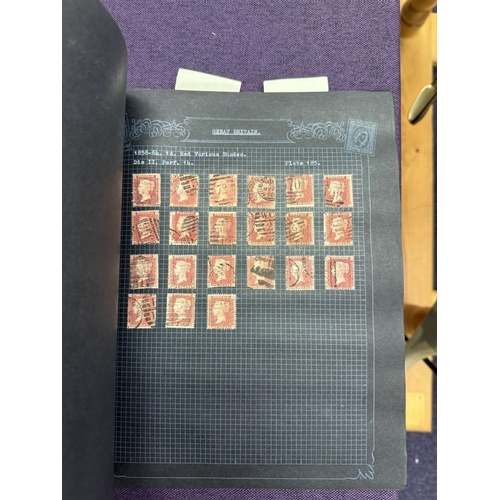 175 - Great Britain. A valuable collection of 1d reds plates 71 to 225, in quantity, housed in four Barcla... 