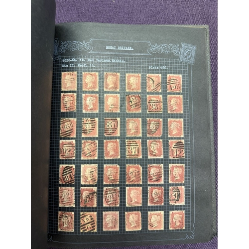 175 - Great Britain. A valuable collection of 1d reds plates 71 to 225, in quantity, housed in four Barcla... 