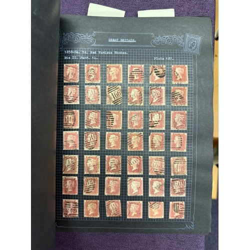 175 - Great Britain. A valuable collection of 1d reds plates 71 to 225, in quantity, housed in four Barcla... 