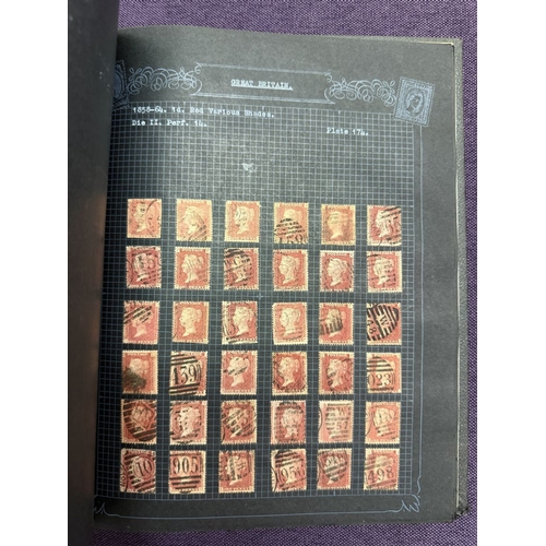 175 - Great Britain. A valuable collection of 1d reds plates 71 to 225, in quantity, housed in four Barcla... 