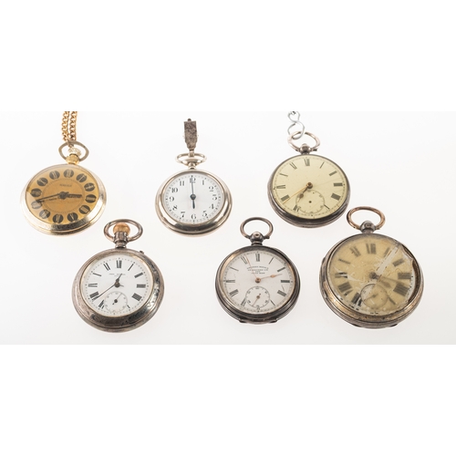 408 - Six various pocket watches to include;-  Lancashire Watch Company, a key-wound open-faced pocket wat... 