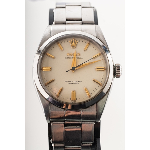 464 - Rolex Oyster Perpetual a gentleman's stainless-steel wristwatch the dial having raised baton numeral... 