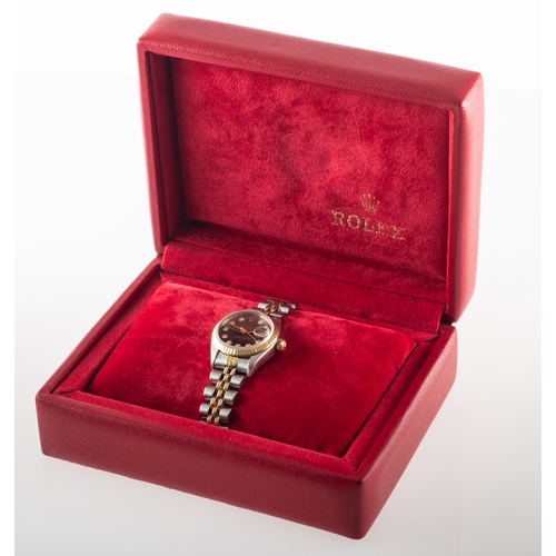 479 - Rolex Oyster a lady's two-tone Datejust wristwatch the mother-of-pearl dial having diamonds inset to... 