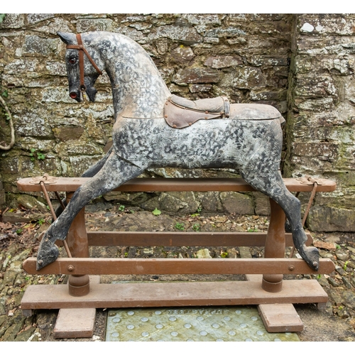 A Victorian carved and painted wood rocking horse, late 19th century ...