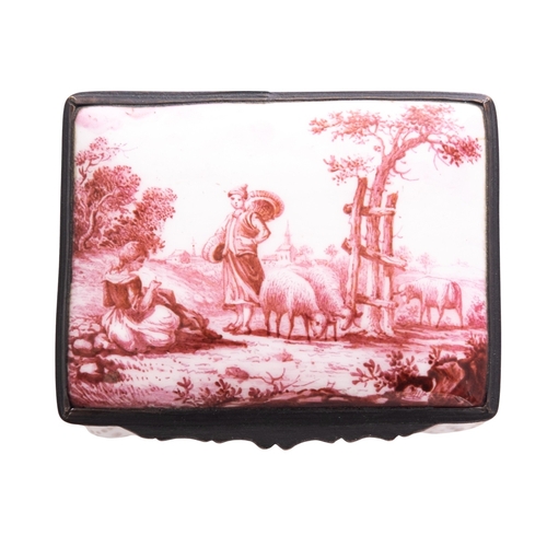 An 18th century English enamel snuff box, probably South Staffordshire ...