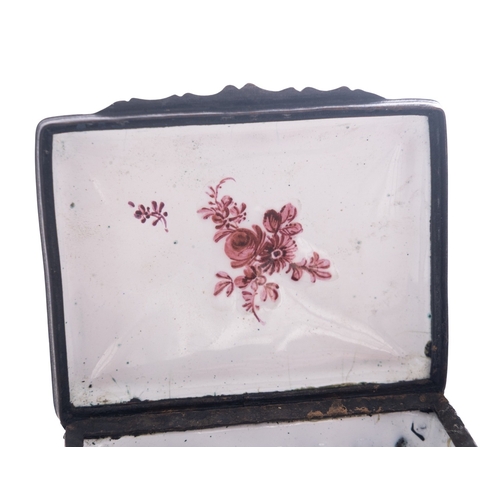 An 18th century English enamel snuff box, probably South Staffordshire ...