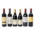 A group of six bottles of red wine. Comprising two bottles of La Rioja ...