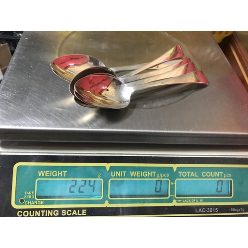 206 - Hall Marked Silver set of 6 dessert spoons, 224g weight - 5 x 1825 & 1 x 1843