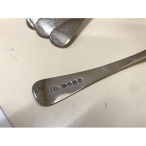 206 - Hall Marked Silver set of 6 dessert spoons, 224g weight - 5 x 1825 & 1 x 1843