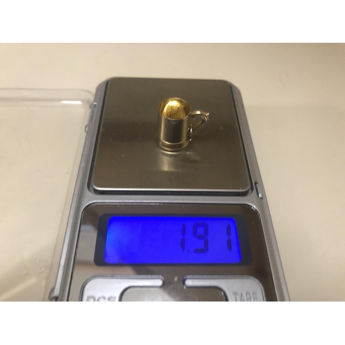 171 - 9ct Gold charm in form of a Tankard - 1.91g weight