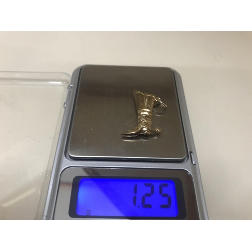 173 - 9ct Gold charm in form of a Cowboy boot - 1.25g weight