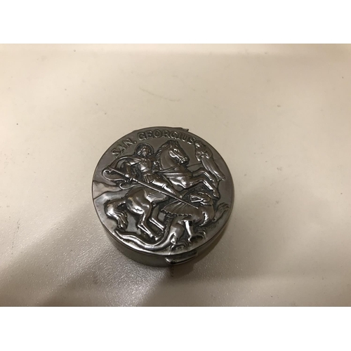 150 - St George & Dragon white metal pill box