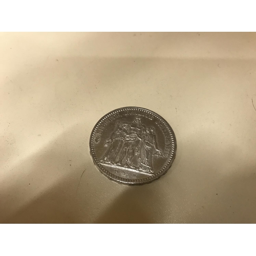 145 - 1873 5 Francs French .900 silver coin, 25g