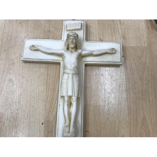 152 - Vintage French 40cm Crucifix, age wear