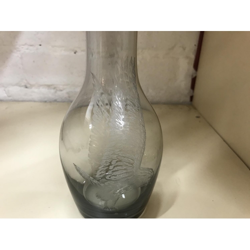 228 - Etched 'Eagle' carafe