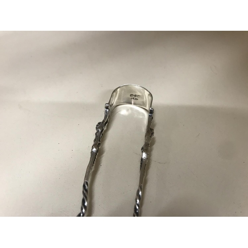 178 - Hall Marked Silver Ornate sugar tongs