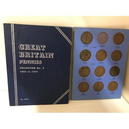 264 - GB Pennies & Half Pennies pre decimal coins in folders (some missing)