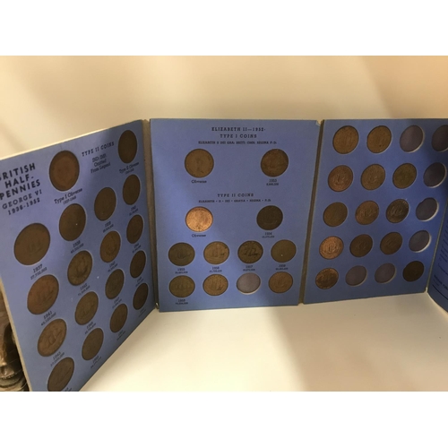 264 - GB Pennies & Half Pennies pre decimal coins in folders (some missing)