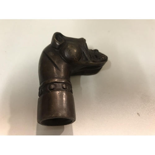 114 - Bronze walking stick top in form of a Boxer Dog