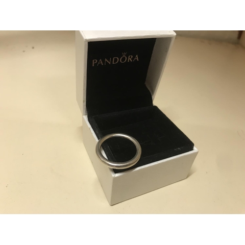 117 - Pandora 925 Silver band ring, Size J