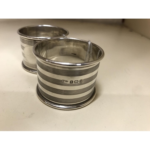 207 - Hall Marked Silver pair of Napkin rings, B'ham 1922