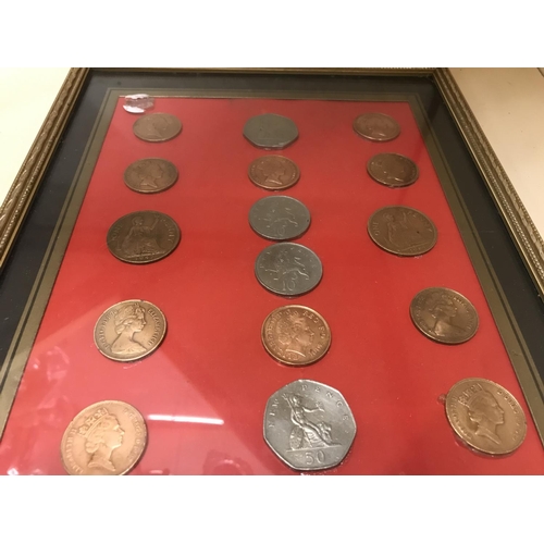 235 - Framed 7 glazed Coin collection