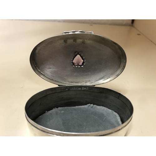 245 - Hall Marked Silver trinket box with Amethyst Heart, 3 x 1.5