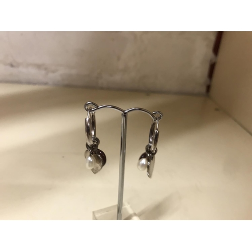 18 - 925 Silver, Hearts & Pearls earrings