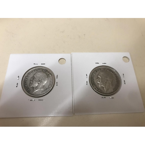 27 - 2 x Silver Shilling coins - 1931/3