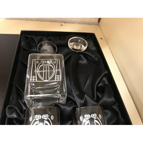 237 - Rennie Mackintosh mini Decanter & Shot glasses set, boxed