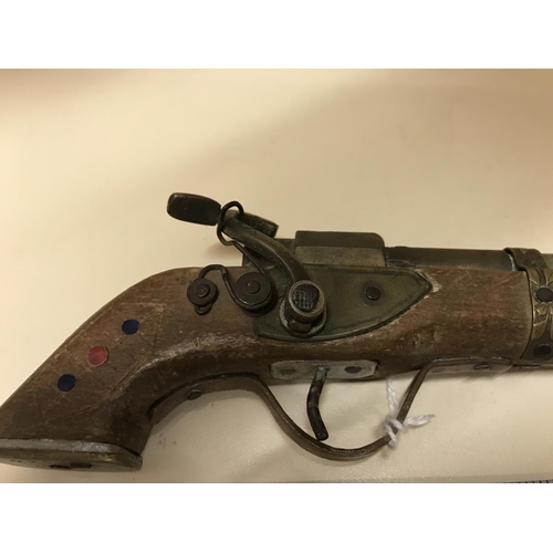 326 - Antique poss. late 18c Turkish Sidelock Toy Pistol from Sadlier private museum - untested