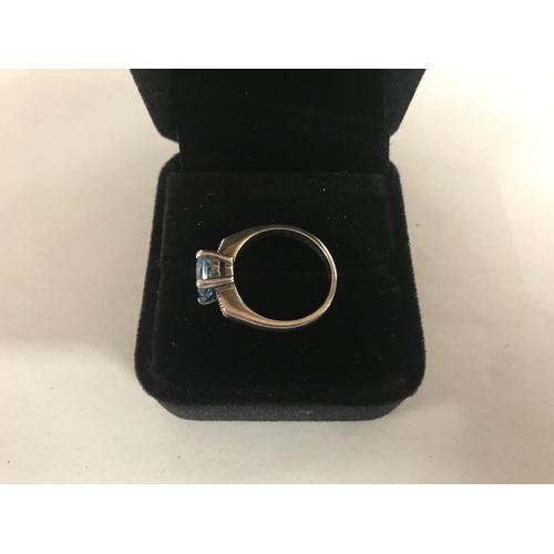 133 - 925 Silver & Swiss Blue Topaz Ring, size N