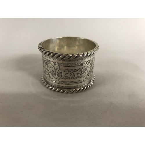 45 - Hall marked Silver Ornate Napkin Ring, B'ham 1908