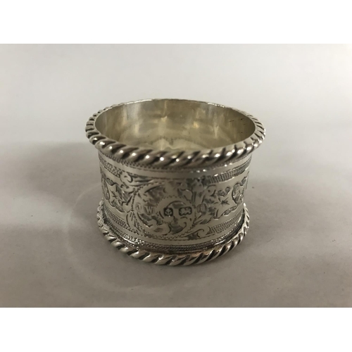 45 - Hall marked Silver Ornate Napkin Ring, B'ham 1908