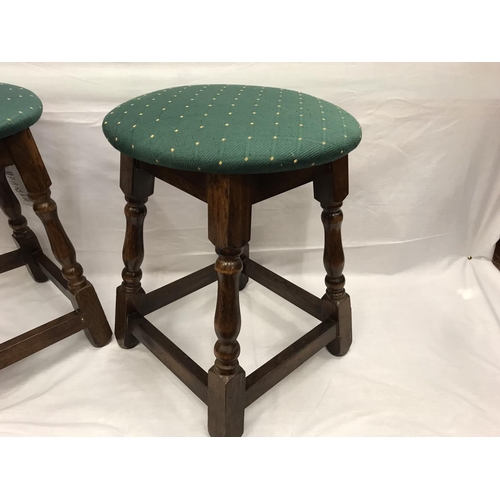 303 - Pair Green Fabric Stools - COLLECTION ONLY