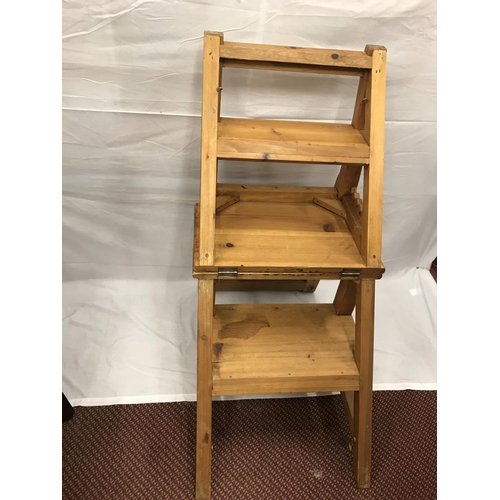 305 - Sheesham Library Chair / Steps - COLLECTION ONLY