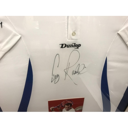 306 - Greg Rusedski Signed, Framed & Glazed Shirt - COLLECTION ONLY