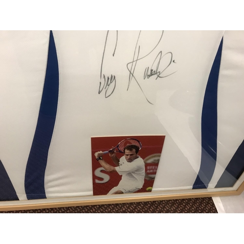 306 - Greg Rusedski Signed, Framed & Glazed Shirt - COLLECTION ONLY