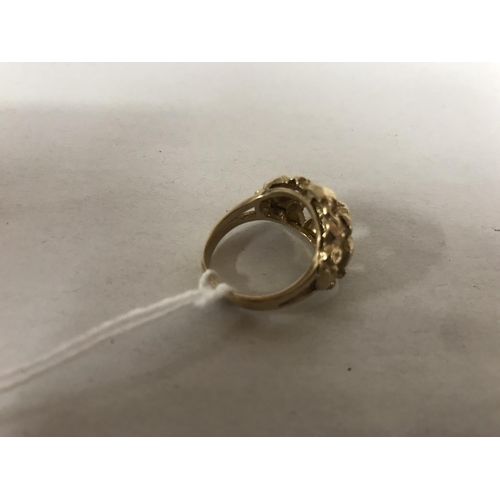 264 - 9ct Gold Chunky Ring, size P-Q, 6.9g weight