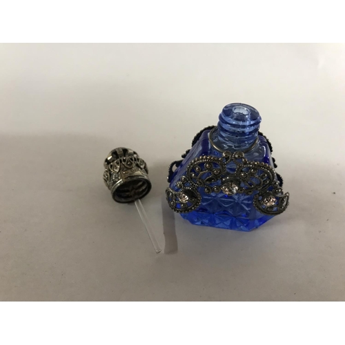 68 - Ornate White Metal Overlay Small Scent Bottle