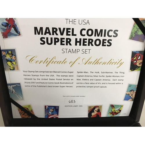 110 - Limited edition 'Marvel' Wooden Boxed 10 Stamp set in Capsules