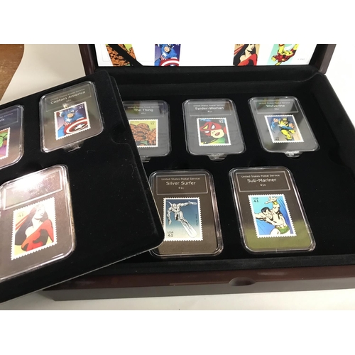 110 - Limited edition 'Marvel' Wooden Boxed 10 Stamp set in Capsules