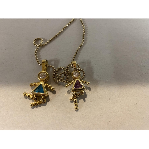 236 - 925 Silver Gilt Crystal 'Girls' Pendant/Necklace