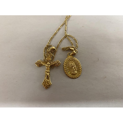 149 - Sterling Silver Gilt Cross & St Christopher Pendant Necklace