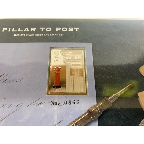 83 - Pillar to Post - 1st & 2nd Class Stamps as Silver Ingots & Stamps - First Day Covers