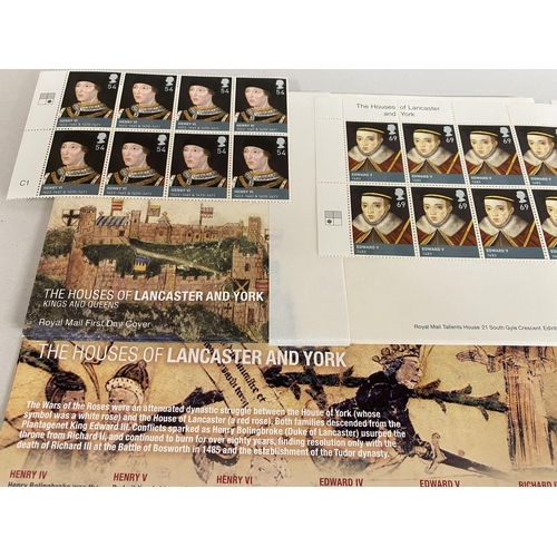 210 - Houses of Lancashire & York Unstamped First Day Covers & approx £35 Value of Unused Stamps