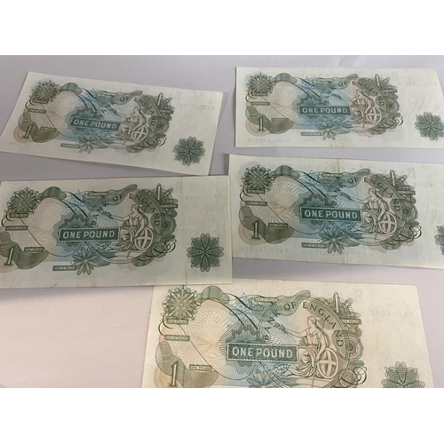 134 - 5 x Unused One Pound Notes