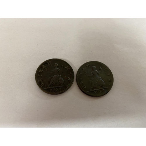 46 - 1751 & 1754 George 11 Farthings