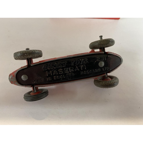 58 - Dinky Maserati Racing Car, model 231 - Box worn & Car Playworn