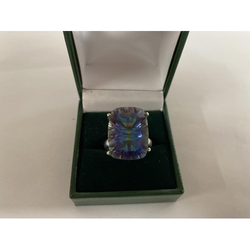 11 - 925 Silver & Mystic Topaz Ring, size Q